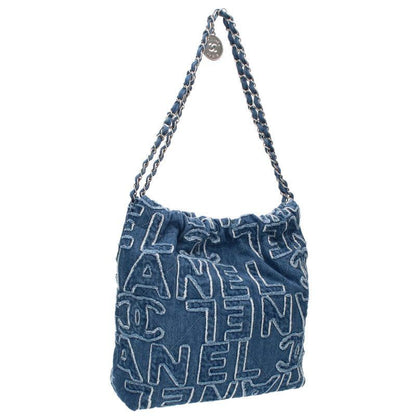 Chanel 22 As3261 Chain Denim Shoulder Bag With Medal Charm Men's
