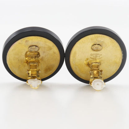 Chanel Coco Mark Vintage Gold Plated Black 28 Ladies 43.0g Earring