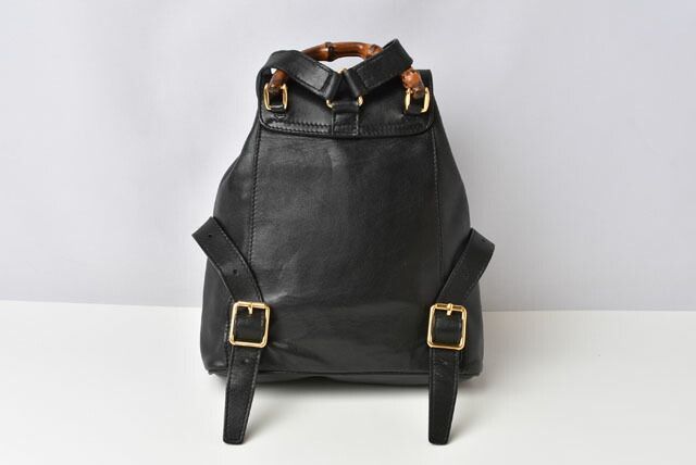 Gucci Preowned Mini Backpack Bamboo Backpack Gucci Bag Vintage Leather Black
