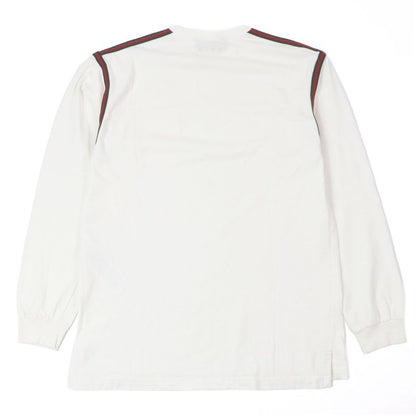 Gucci 768441 Webline Logo Embroidery Cotton Jersey Long Sleeve T-shirt White M