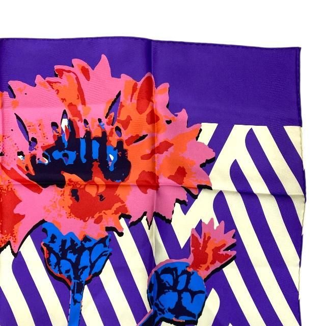 Christian DIOR Small Accessories Scarf Large Size D-flower Pop Flower Logo Silk
