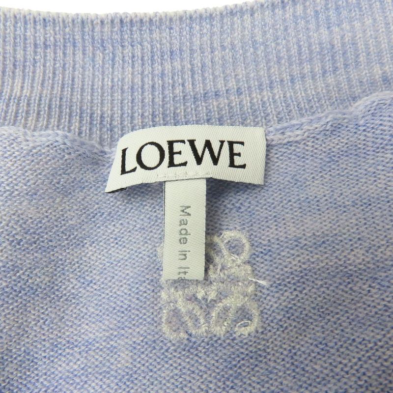 Loewe Cardigan XS Wool Ivory Sac Blue Asymmetrical Bicolor Apparel Women Ladies