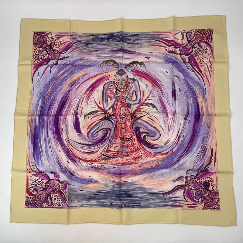 Hermes Carre 90 Les Perles De Turukana Pearls Heavenly Fire Scarf Silk Multicolo