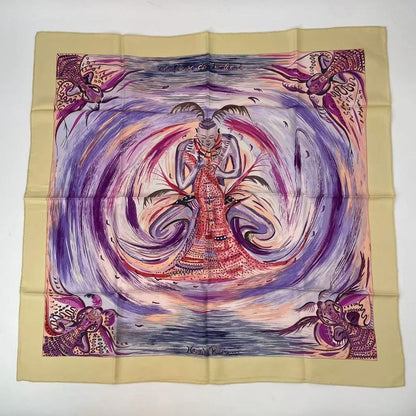 Hermes Carre 90 Les Perles De Turukana Pearls Heavenly Fire Scarf Silk Multicolo