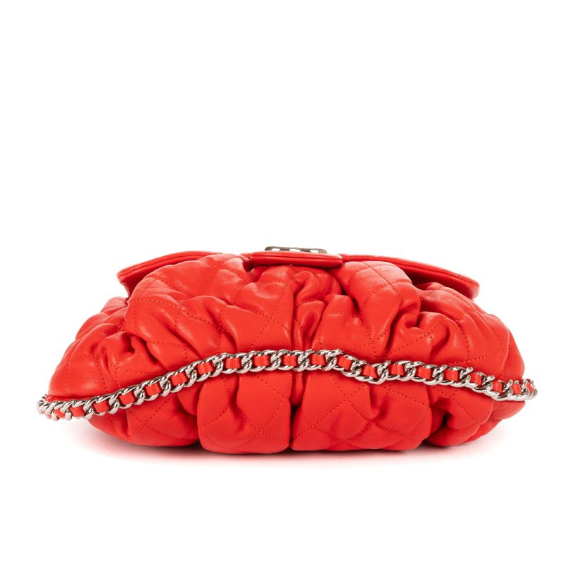 Chanel Chain Round Red Calfskin Leather A