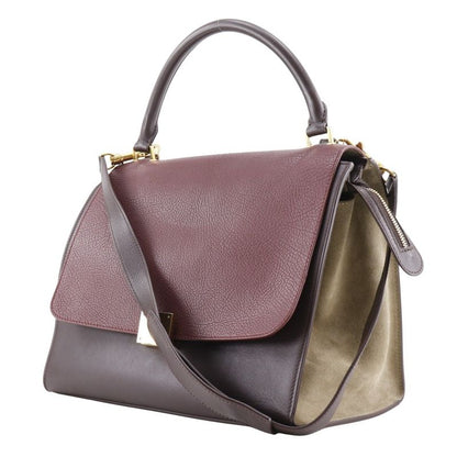 Celine Trapeze 2-way Shoulder Calf And Suede Brown/gray Women's Handbag