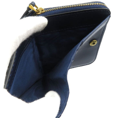 Christian Dior Bee Leather Gold Hardware Navy Blue Bifold Wallet 1128 Christian