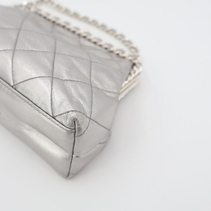 Chanel Fishmouth Chain Shoulder Bag Silver Vintage 3 Rd