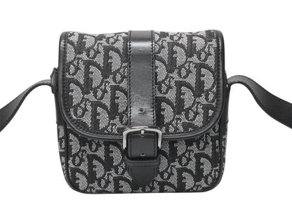 Dior Shoulder Bag Trotter Canvas Leather Black Galliano — view 2