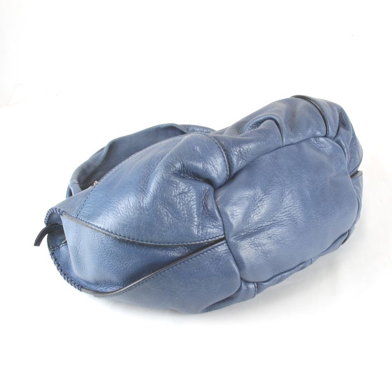 Celine Bittersweet Handbag Leather Blue Stylish Shape Carriage Hardware