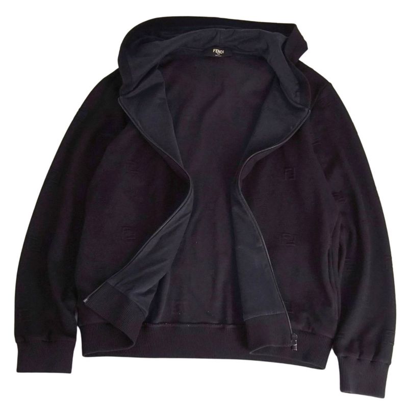 Fendi Sweatshirt Hoodie Zip Up Zucca Pattern FF