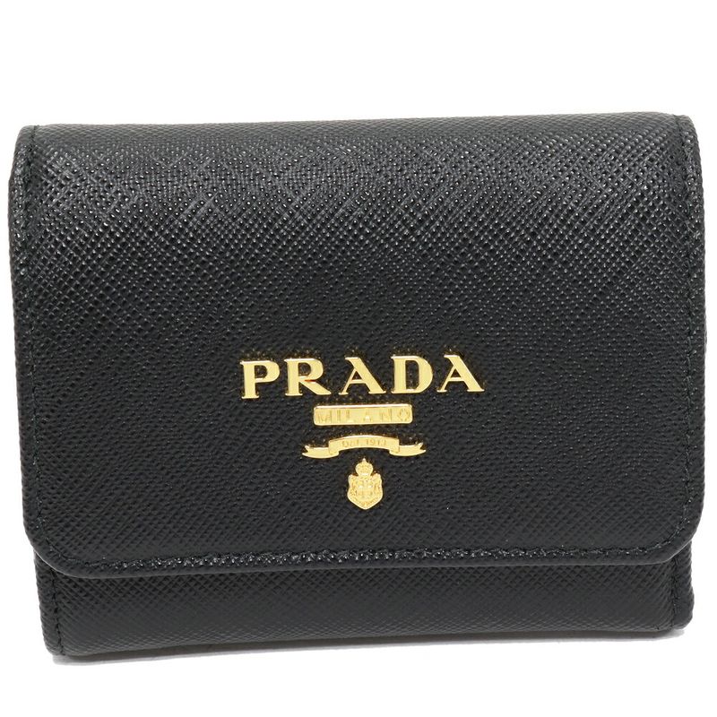 Prada Saffiano Multicolor Compact Wallet With Coin Purse Saffiano Leather Nero