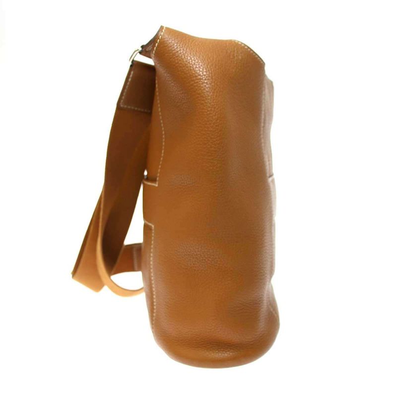 Hermes L Engraved 2008 Good News PM Leather Shoulder Bag Gold