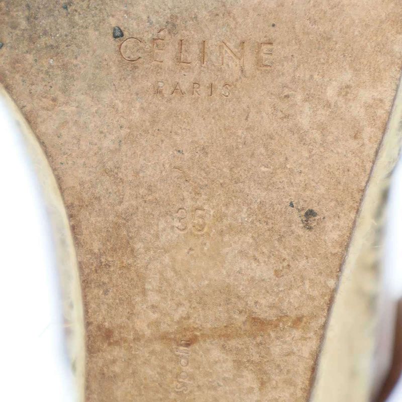 Celine Espadrille Open Toe Leather Wedge Sole Sandals 313853cspc Brown 35
