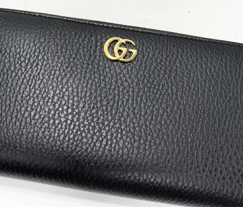 Gucci Round Zipper Long Wallet With Coin Purse GG Marmont Double G Zip Around