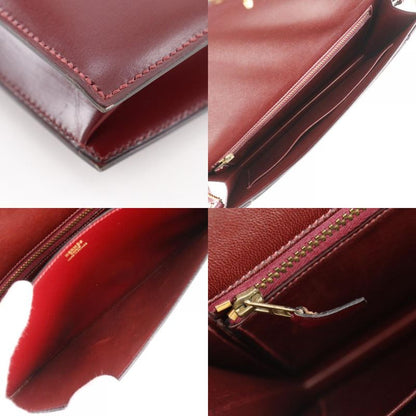 Hermes Liddy 2WAY Clutch Vintage Box Calf Bordeaux 00K Ladies Shoulder Bag