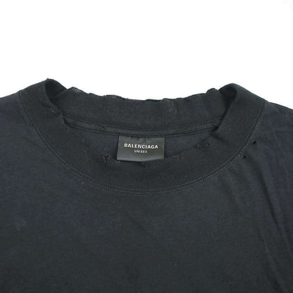 Balenciaga Distressed T-Shirt Neck Logo T-Shirt 739784 Tovf4 Black XL