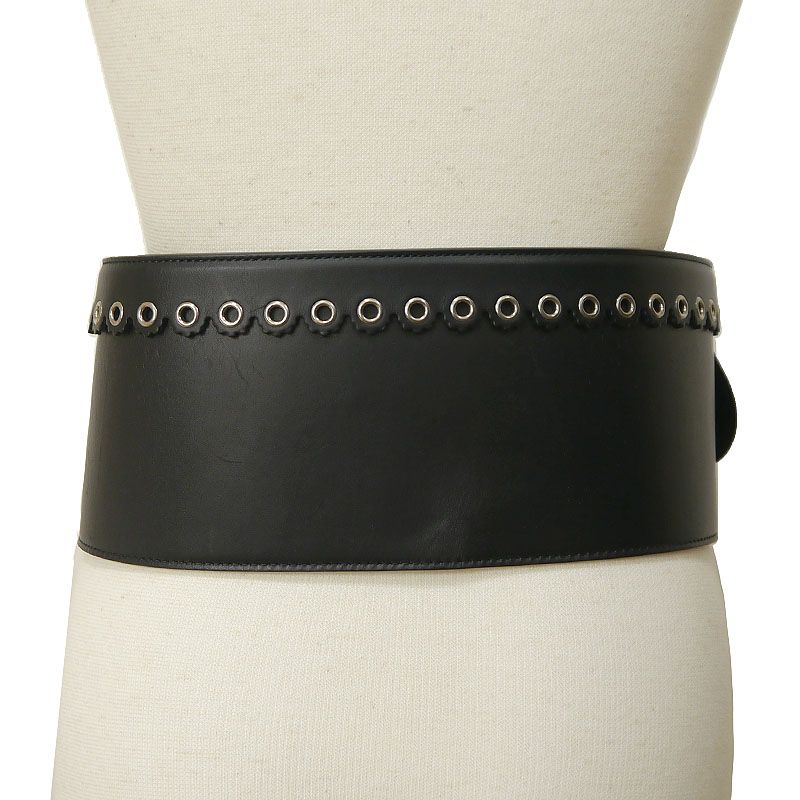 Dior Saddle Belt Waist Mark Leather Black *worn