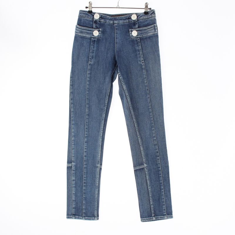 Louis Vuitton Side Zip Design Stretch Denim Pants Bottoms Blue 38