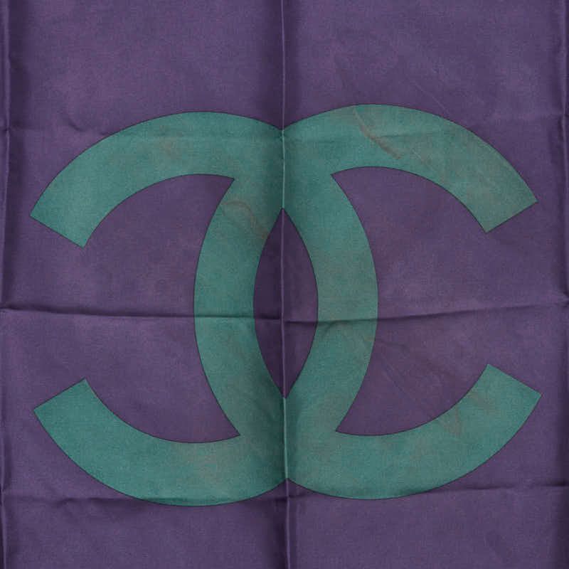 Chanel Coco Mark Green Purple Silk Women's Chanel
