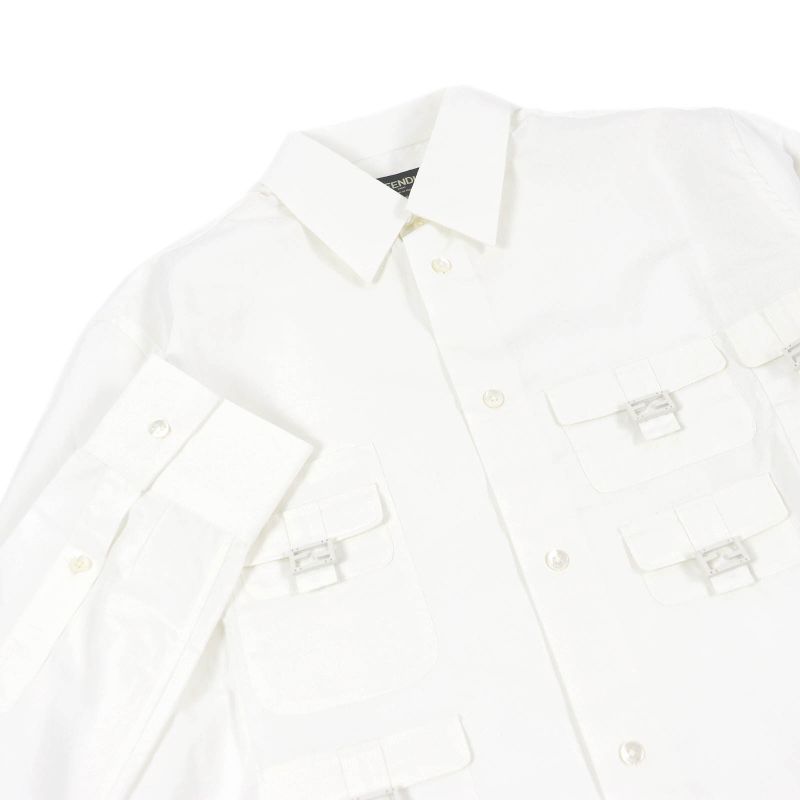 Fendi 2022 Fs1086 100% Cotton FF Logo Hardware Multi Pocket Long Sleeve Long
