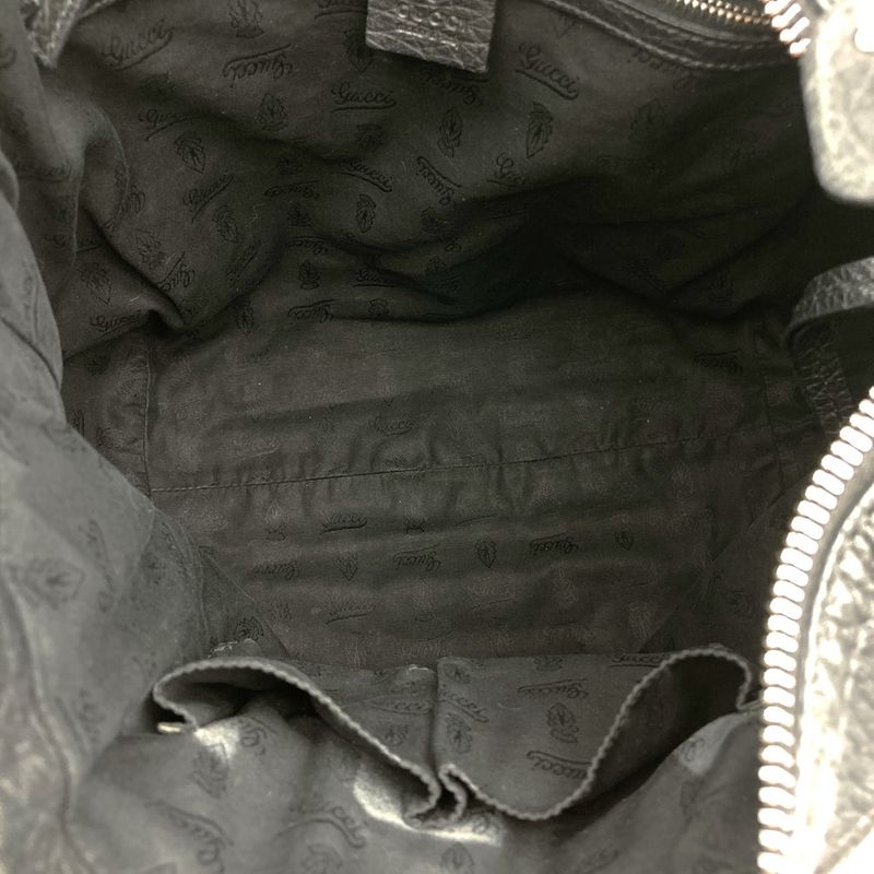 Gucci 257090 Handbag Shoulder Bag Bamboo Braided Handle Leather Black Women