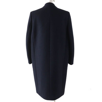 Celine 100% Wool Phoebe Period Front Open Crombie Coat 100% Silk Lining Navy