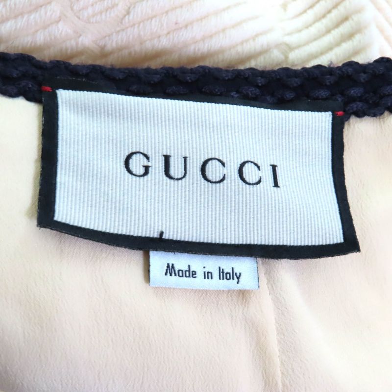 Gucci 577898 Silk Blend GG Pattern Knee Length Wool Skirt Tight Skirt Ivory