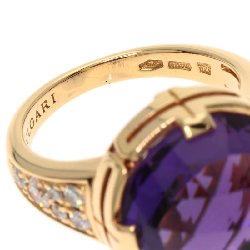 Bvlgari Bulgari Parentesi Cocktail Amethyst Diamond Ring And Ring 18K Pink Gold