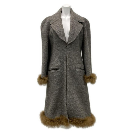 Chanel Coat Size 42 L Women - P09457 Gray Long Sleeves/fur/zip Up/fall/winter