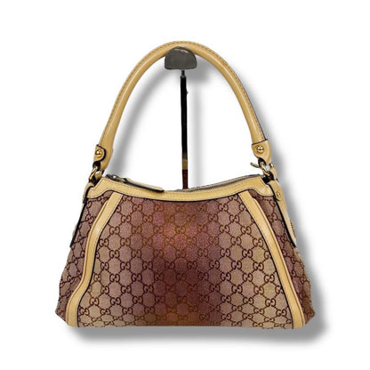 Gucci One Shoulder Bag Handbag Scarlet Interlocking GG Canvas Lame Hobo Soho