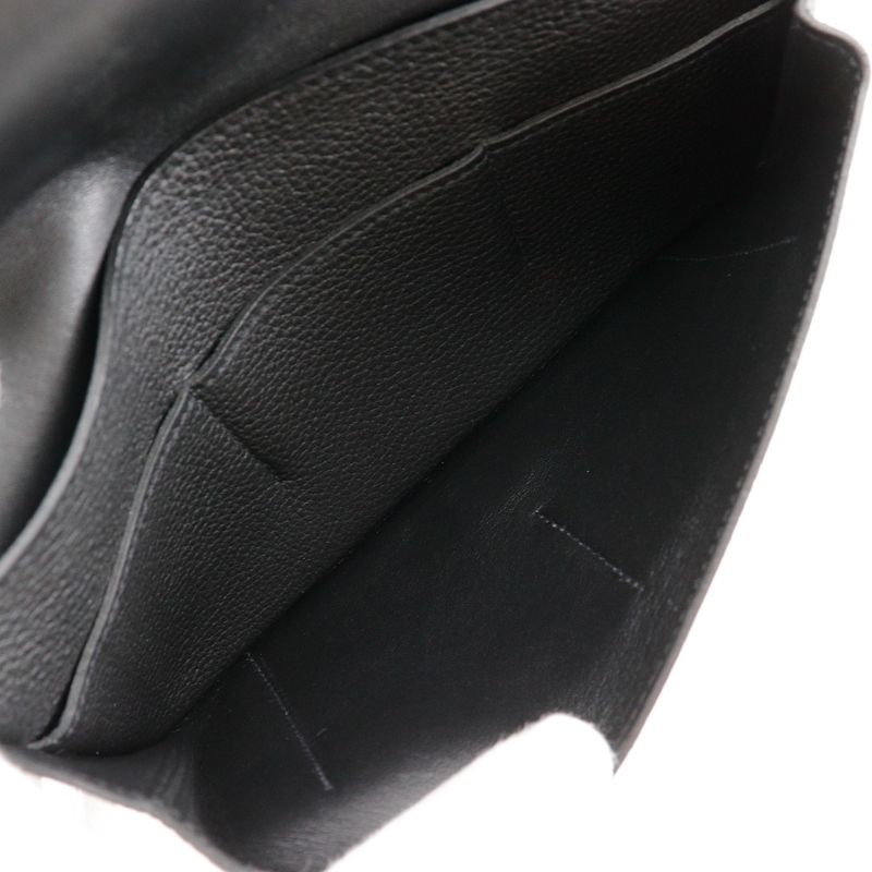 Hermes Dogon GM Togo Black □R Unisex Long Wallet