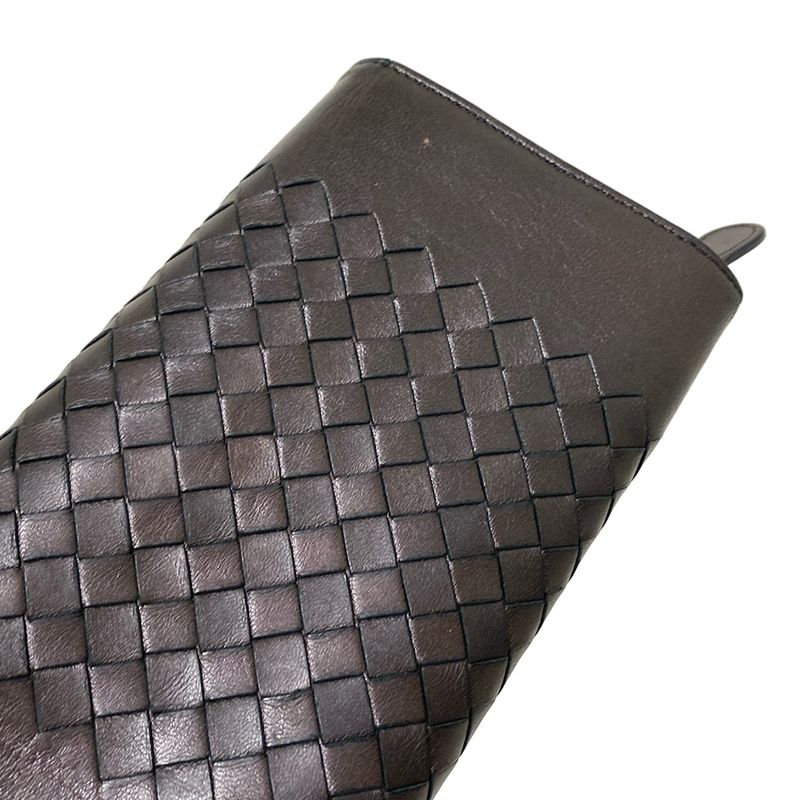 Bottega Veneta Intrecciato Dark Brown Dove Leather Long Wallet