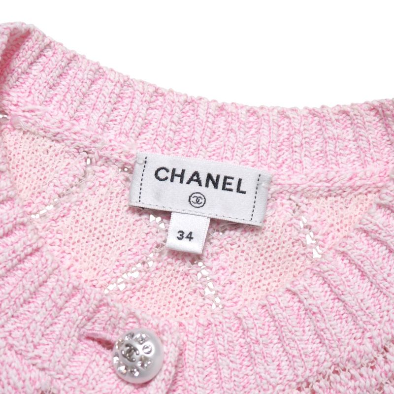 2023Chanel Knitwear Size 34 Long Sleeves Cardigan CC Logo Coco Mark Buttons