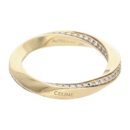 Celine Torsion 18K Yellow Gold Diamond Ring Ladies 9 50