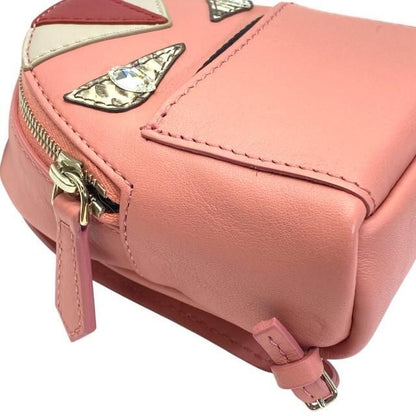 Fendi 7ar457 Monster Bugs Charm Key Holder Bagcharm Small Bag Leather Pink