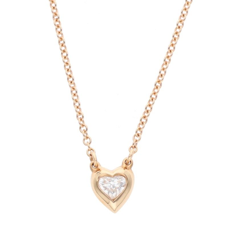 Tiffany & Co By-the-yard 18K Pink Gold Diamond Heart Necklace Men's 16inch