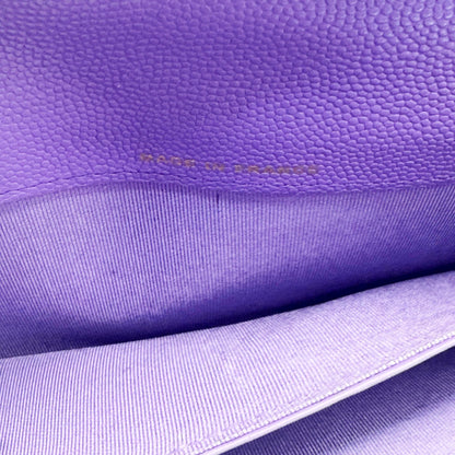 CHANEL CC Timeless Caviar Flap Wallet Chain Purse Purple Bag