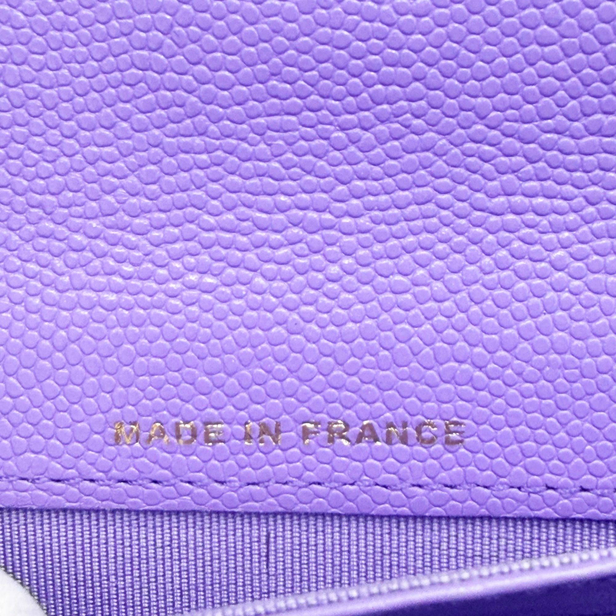 CHANEL CC Timeless Caviar Flap Wallet Chain Purse Purple Bag