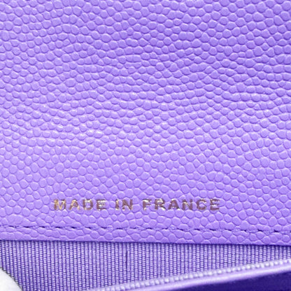 CHANEL CC Timeless Caviar Flap Wallet Chain Purse Purple Bag