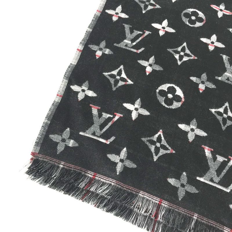 Louis Vuitton Shawl Etoile Check With Louis M76051 Wool Black