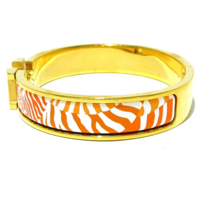 Hermes Bangle Click H Gold×white×orange Zebra