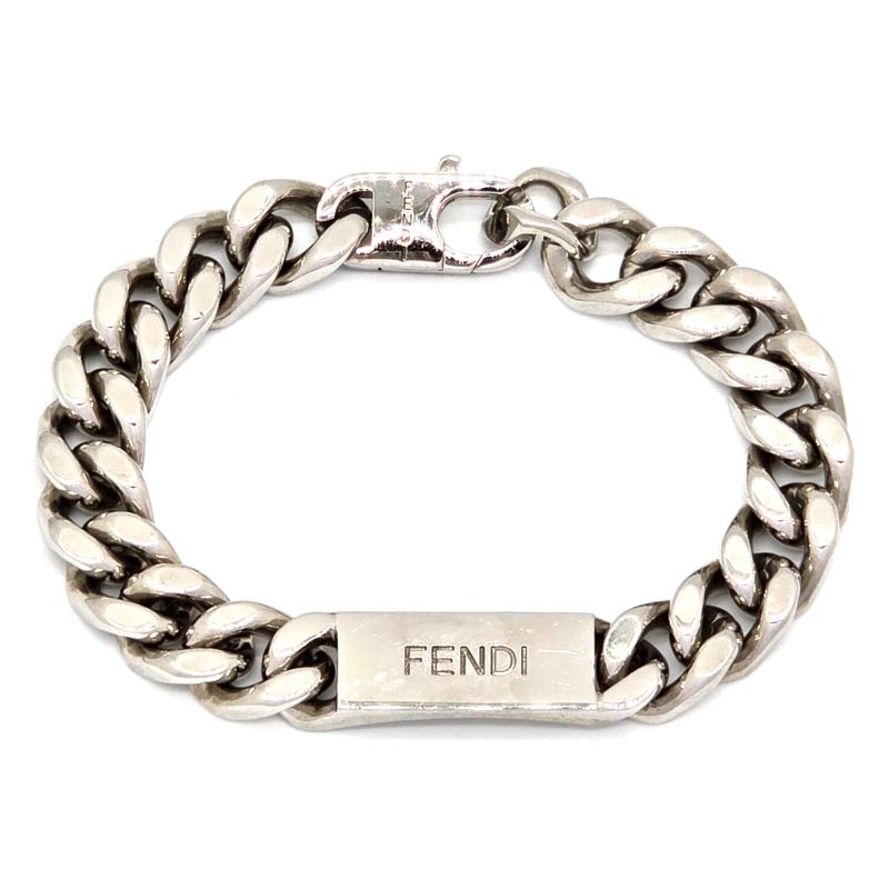 Fendi Bracelet M 205cm (807in) Long Chain Link Plate Fendi Leta Ring Palladium