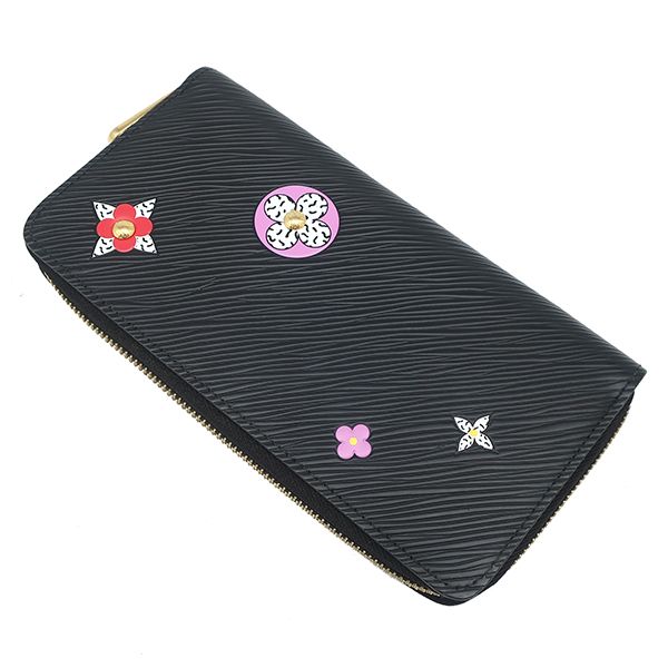 Louis Vuitton Long Wallet Flower Zippy Wallet Epi Leather Noir Black Gold