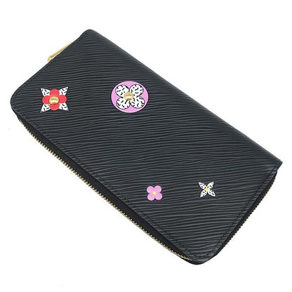 Louis Vuitton Long Wallet Flower Zippy Wallet Epi Leather Noir Black Gold