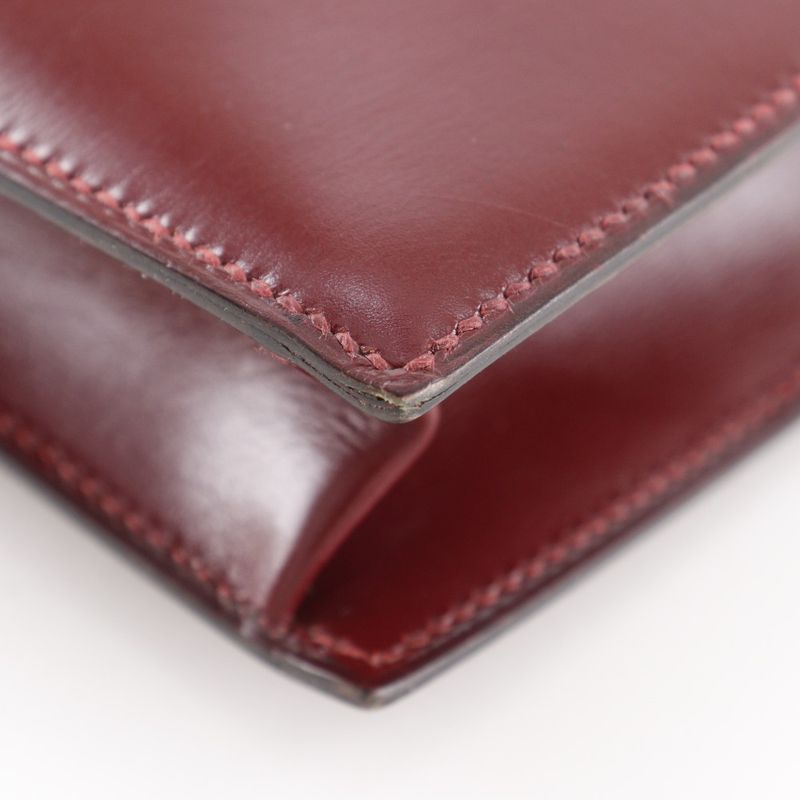 Hermes Liddy 2WAY Clutch Vintage Box Calf Bordeaux 00K Ladies Shoulder Bag