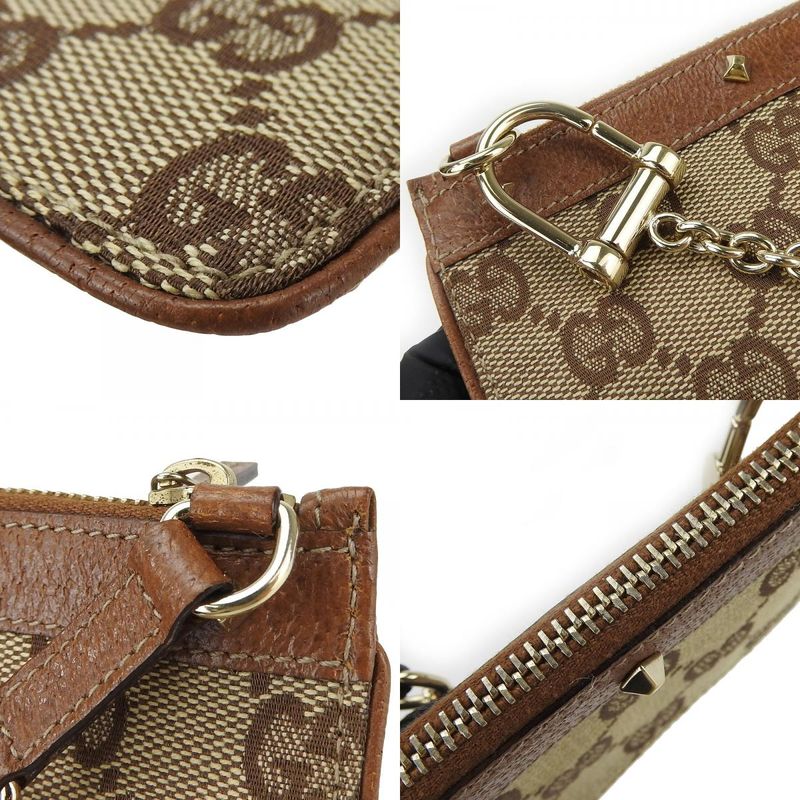 Gucci Coin Case 120971 GG Canvas Leather Brown Gold Hardware Everyday Use Small