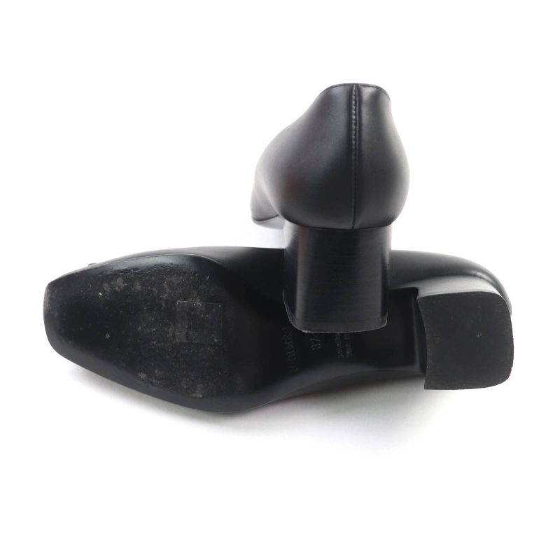 Hermes Silver Hardware Collierd Chien Delicate Square Toe Chunky Heel Leather