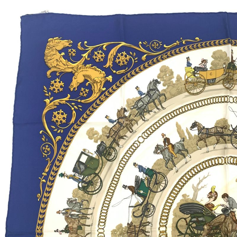 Hermes Carre 90 LA Promenade DE Longchamps Walk To Ron Chien Blue