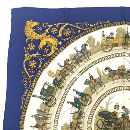 Hermes Carre 90 LA Promenade DE Longchamps Walk To Ron Chien Blue